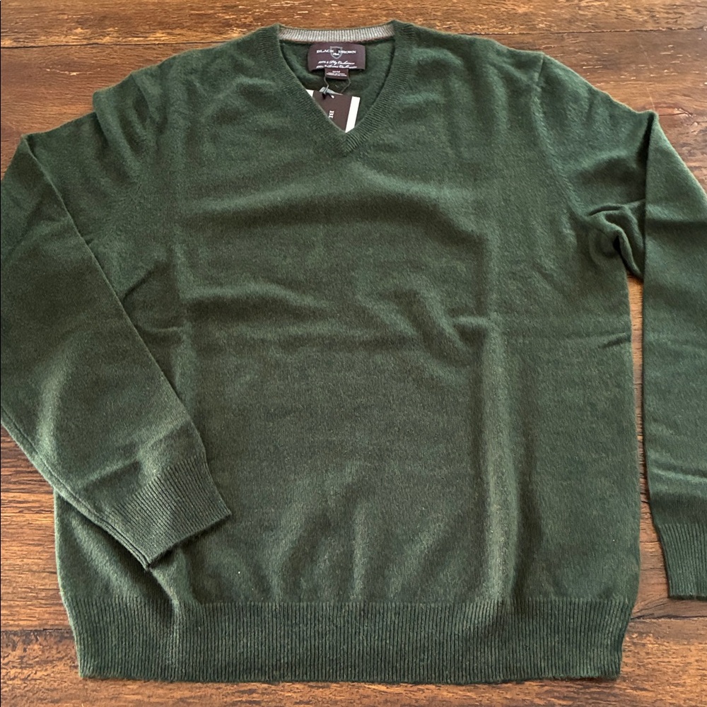 Black Brown 1826 Cashmere Forest V-Neck Sweater - Picture 3 of 3